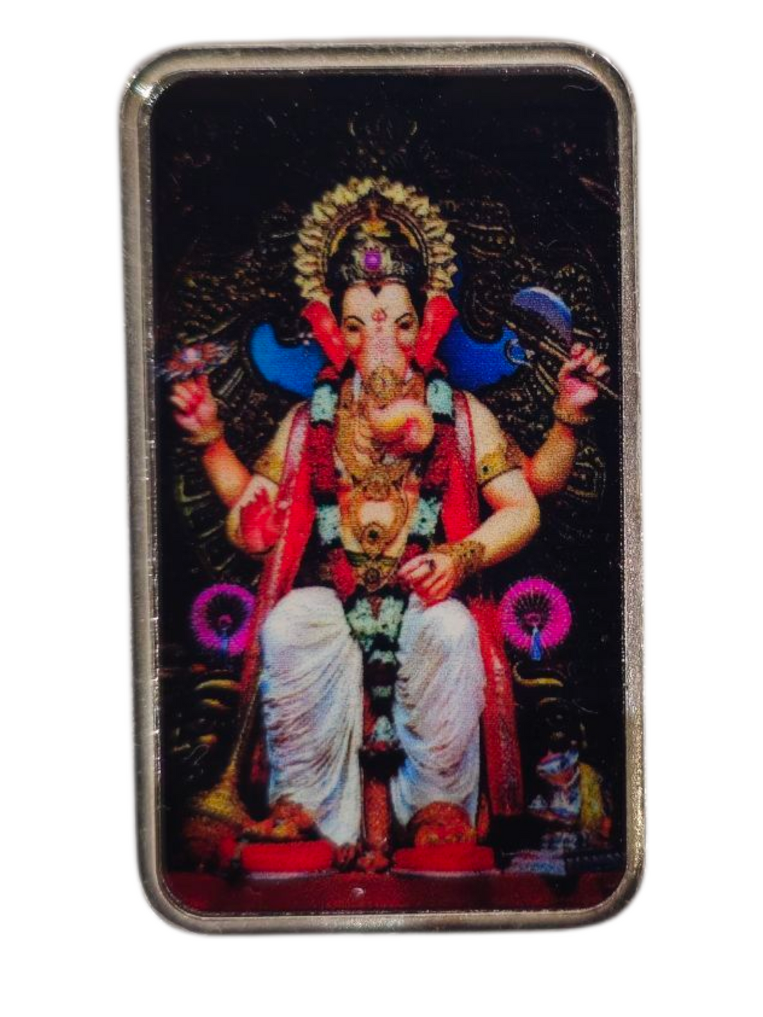 Divine Blessings in Pure Silver – 10g Ganpati Bappa Coin, Elegantly Encased in Secure Capsule Packaging.