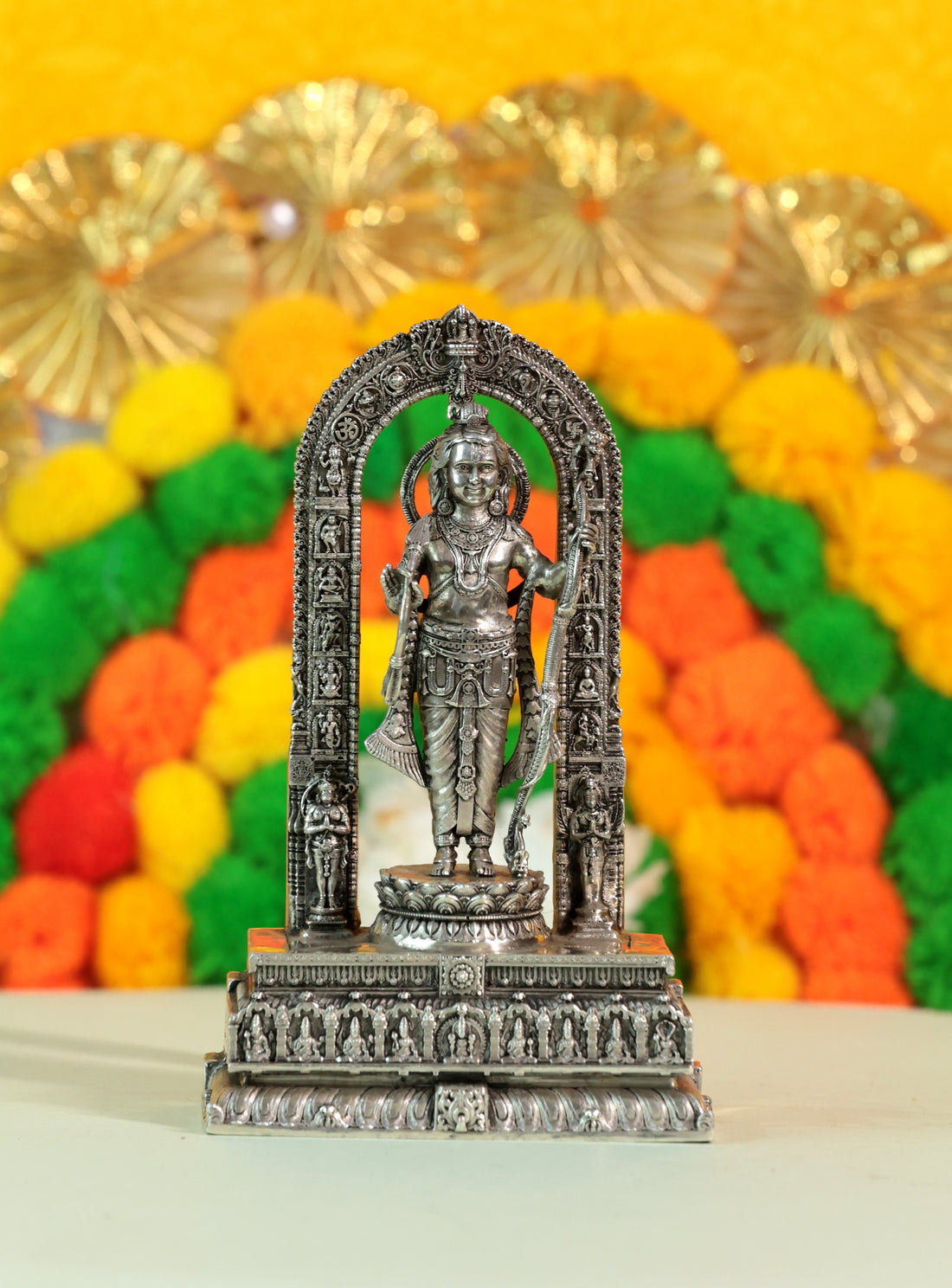 Divine Silver-Plated Ram Lalla Idol with Intricate Arch