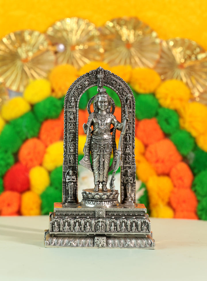 Divine Silver-Plated Ram Lalla Idol with Intricate Arch