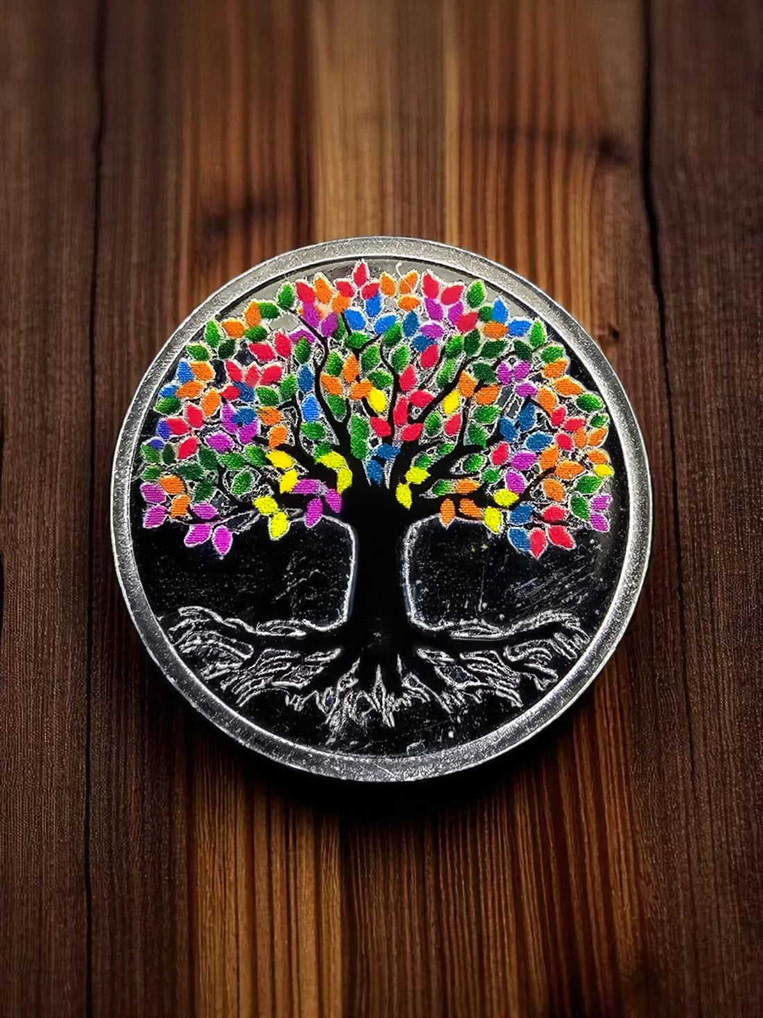 Tree 10gms Round Colorful Pure Silver Coin