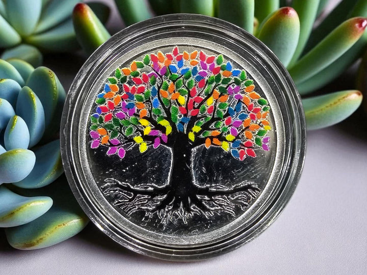 Tree 10gms Round Colorful Pure Silver Coin