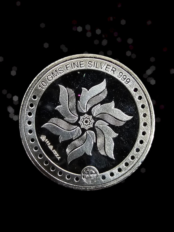 Tree 10gms Round Colorful Pure Silver Coin