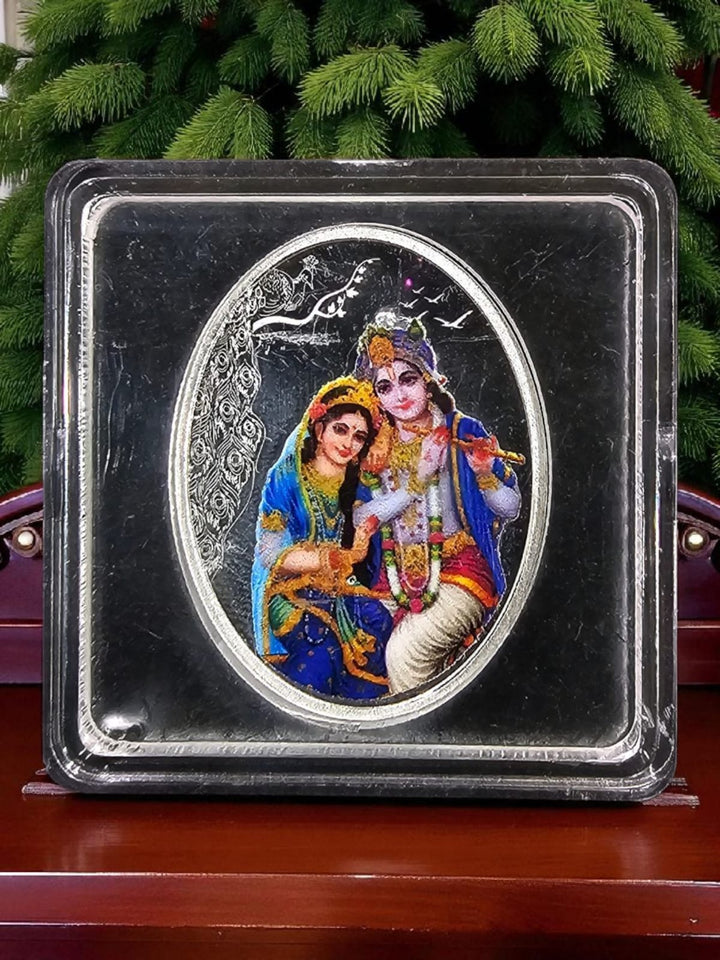 Radha Krishna Oval 10 Gms Pure Silver Coin